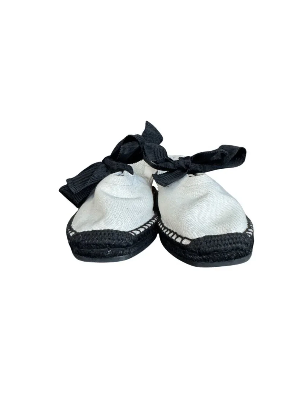 Tory Burch Black Bow Espadrille Flats Women's Cotton Canvas, Size 6.5 NWOB